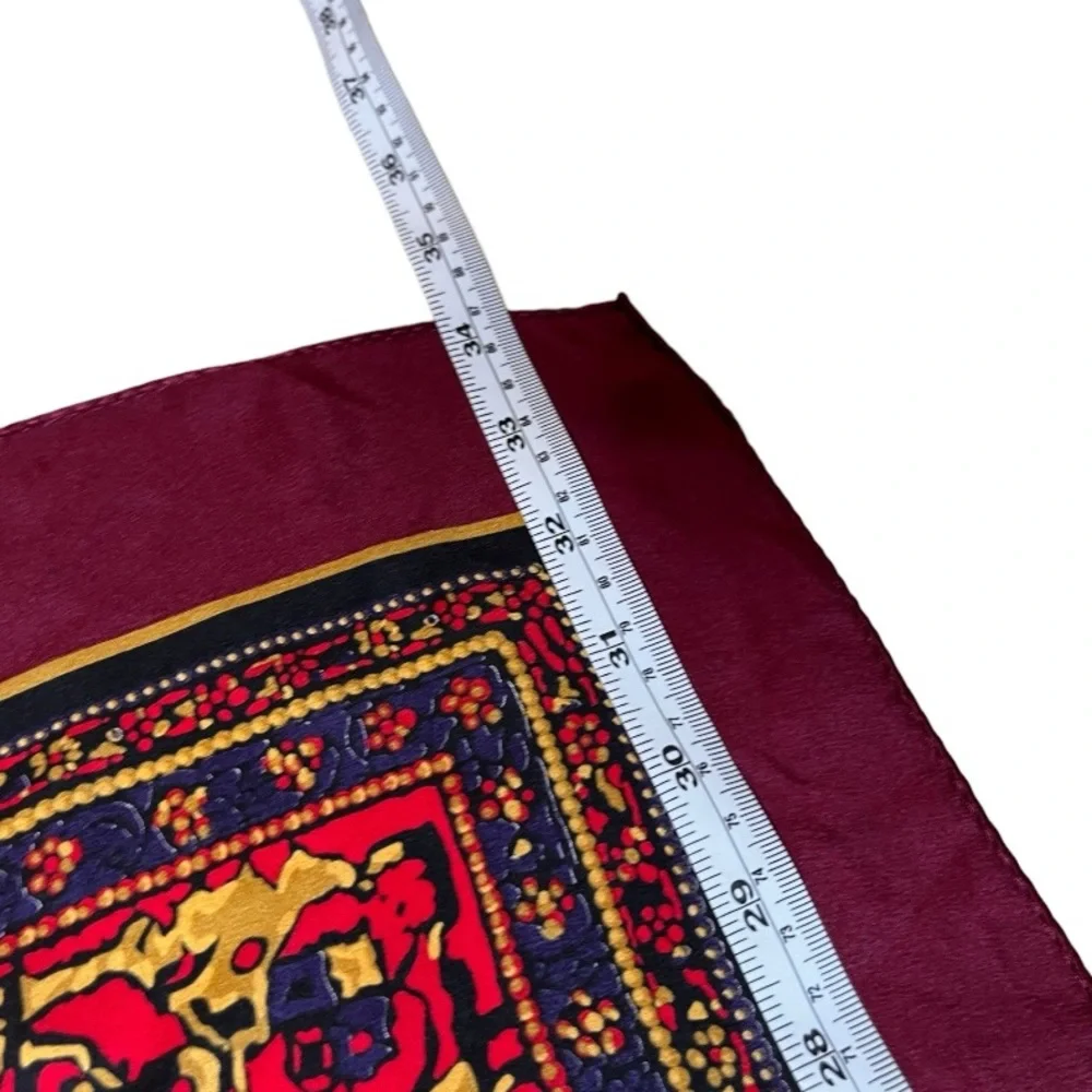 Adrienne Vittadini Silk Floral Tulip Scarf Burgundy Red Garden Print